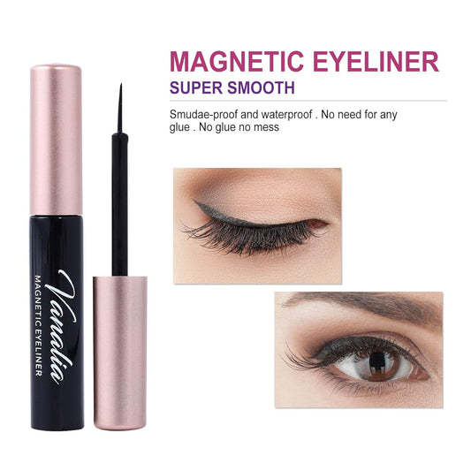 Magnetic Eyelashes with Eyeliner,Magnetic Eyelashes and Lashes Kit,3D 5D False Lashes, 5 Pairs with Tweezers, Easy to Wear-No Glue Needed
